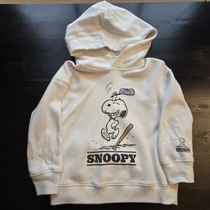 Uniqlo Snoopy Peanuts Toddler 3-4 Year White Cotton Hoodie Sweatshirt Oversized